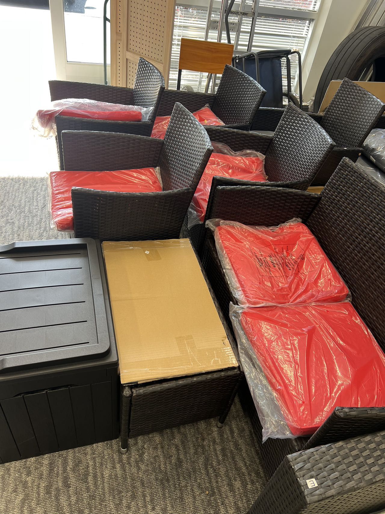 7 PC Rattan Outdoor Patio Furniture Set Outdoor Patio Cushioned Seat