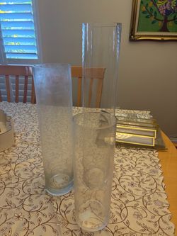 Tall Clear Glass Cylinder Vases Set of 3