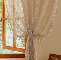 Boho Lace Curtains, 59"x 96", Beige