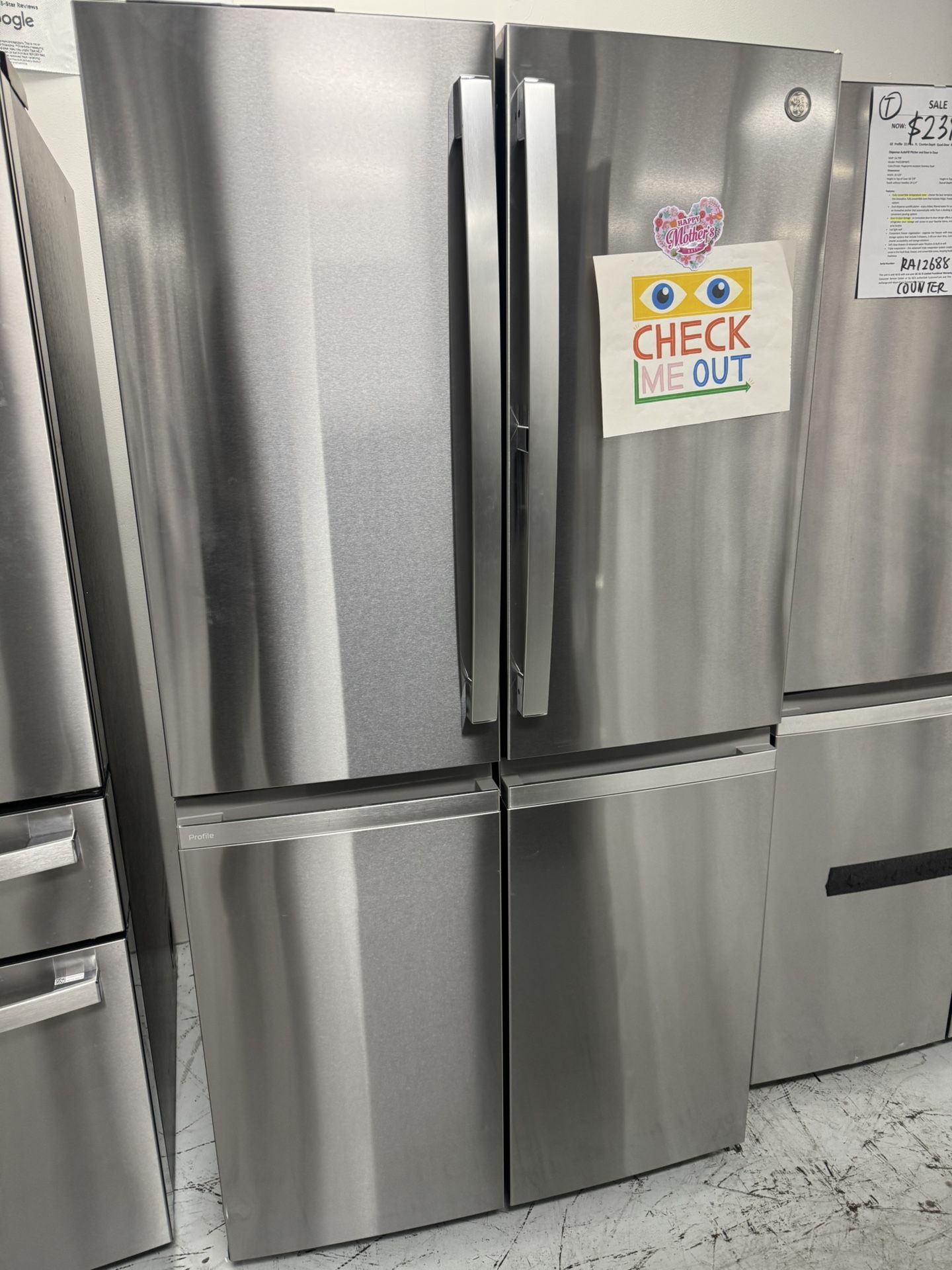 GE Profile 28 cu. ft Quad Door Bottom Freezer Refrigerator With Dual-Dispense AutoFill Pitcher