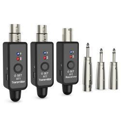 INGPARTNER A11 2.4GHz Wireless Microphone Transmitter Receiver 4 Channels Plug-on XLR Mic Adapter Wireless Mic System for Dynamic/Condenser Mics, Audi