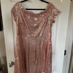 Rose Gold Sequin Dress 2X NEW!