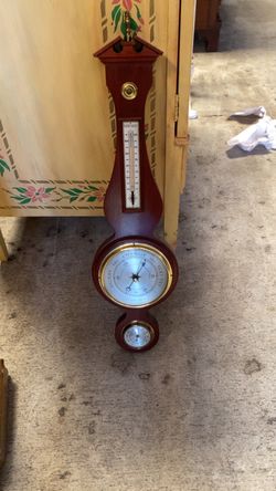 Airguide Banjo Mahogany Stormy to fair Presentation Barometer-Thermometer-gauges