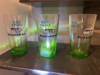 Seattle Seahawks NFL Bud Light Green-Tint Beer Glasses – Set of 3