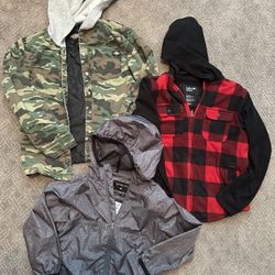 Lot Of Boys Hoodie, Jackets & Flannel Dickies & Quicksilver Size 7/8