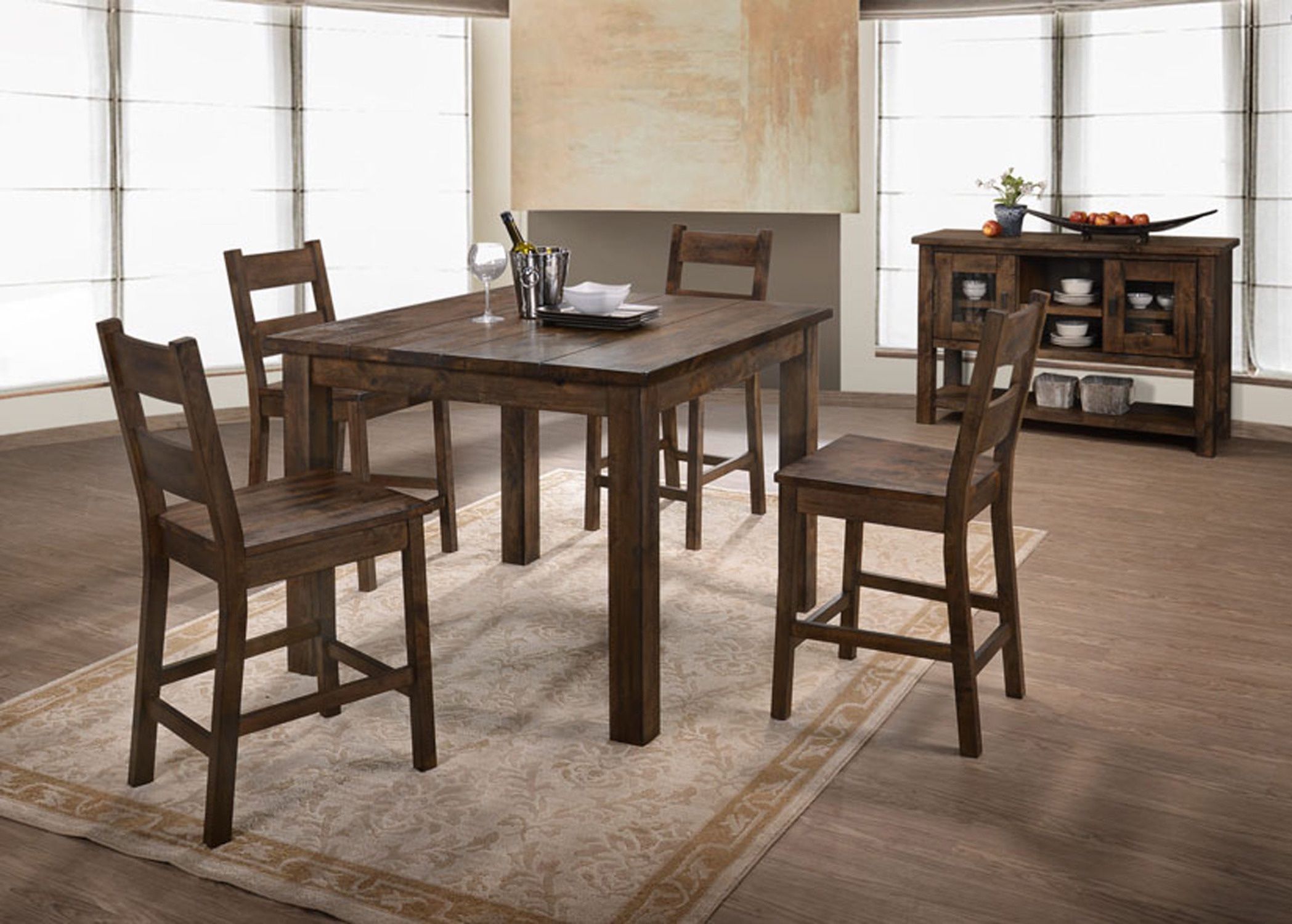 Brantley Rustic Oak Pub Dining Set