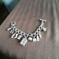 Heavy Sterling silver Burberry Watch Charm Bracelet