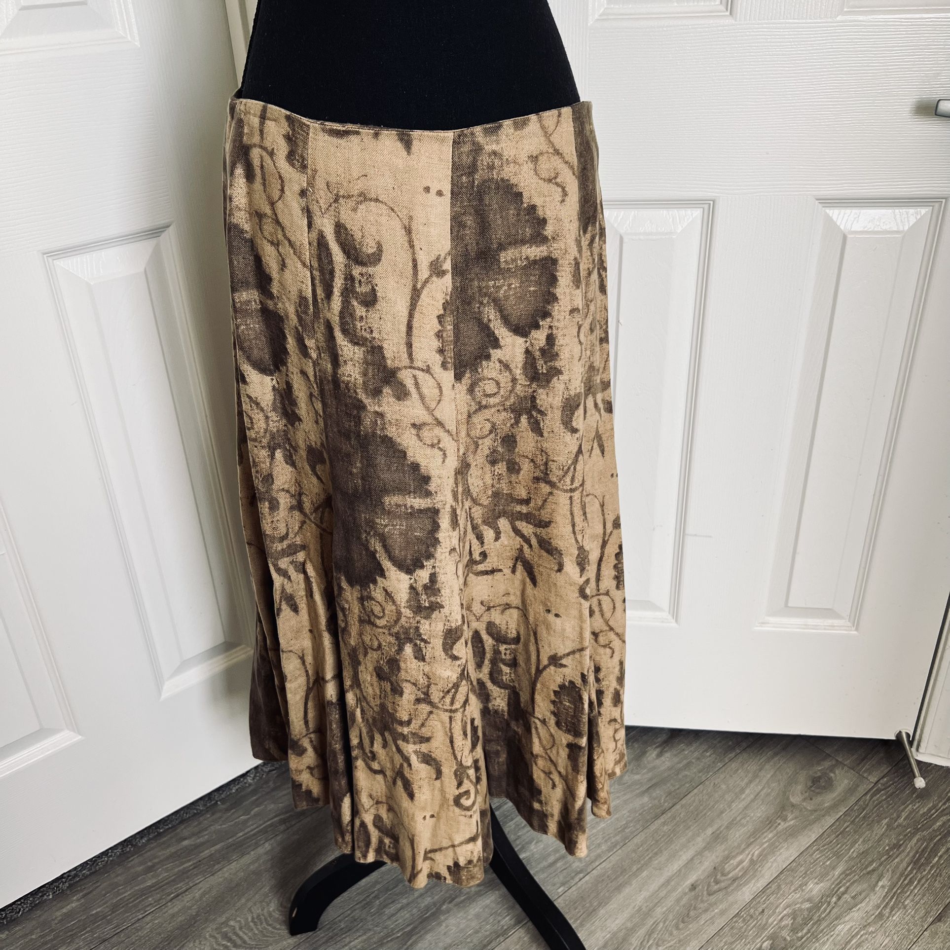🍂 Vintage Ralph Lauren Linen Skirt Size 8 Petite