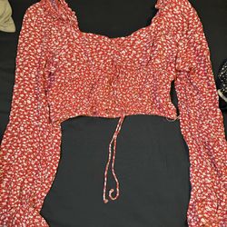 Red Floral Top