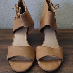 Beige Heels with Ankle Wrap