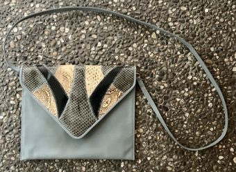 Vintage Made In Argentina 100% Genuine Leather Convertible Envelope Clutch Purse