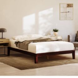 Nectar Bamboo Platform Bed Frame - Queen - Walnut - Floating Center Support Legs - 12” Height - Easy Tool Free Set Up - Contemporary and Durable - 
