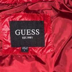 Red Guess Puffer Jacket Men Size Large