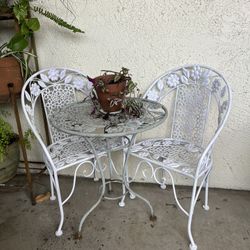 Metal Chairs and table
