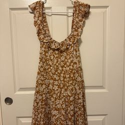 Old Navy Brown and Cream Ruched Sundress