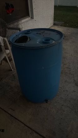 Blue Plastic 55-Gallon Barrel Drum