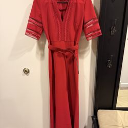 Badgley Mischka Red Midi Maxi Dress Size 8 – New – Holiday Party Cocktail Belted