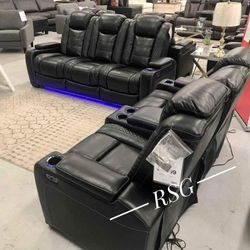 Ashley Furniture Black Power Reclining Sofa or Loveseat 💚$39 Down Payment with Financing  No Needed Credit Check1714