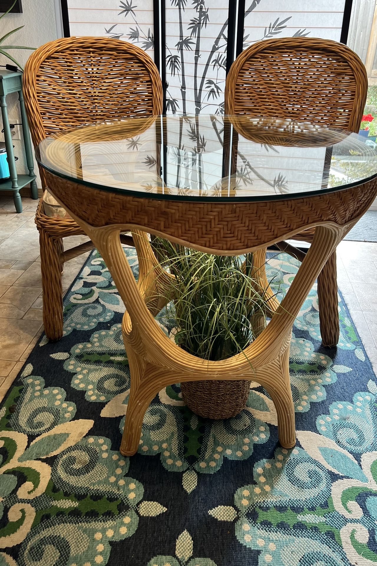 Dinette Set Vintage Rattan