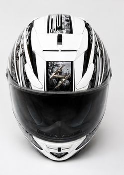 Scorpion EXO Full Face Motorcycle Helmet with Custom Graphic Print, Size Medium