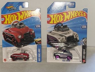 Hot Wheels Red Pedal Driver Treasure Hunt And Purple Pedal Driver Mainline