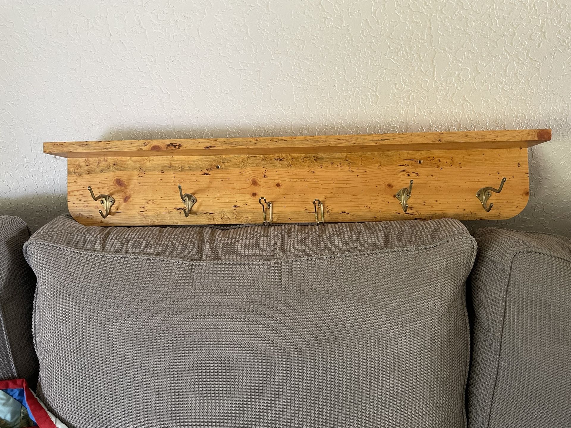 Handmade Wood Coat Rack with Shelf 