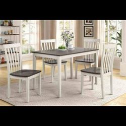 Brand New 5pc White/Grey Dining Set