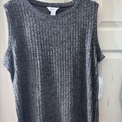 Liz Claiborne Charcoal Ribbed Knit Tank – Size XL – New with Tags