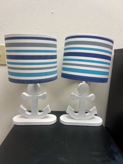 TABLE LAMP Sea Nautical Coastal Anchor BABY BOY SET OF 2
