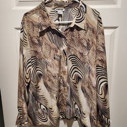 Vintage Kaktus Abstract Animal Print Blouse (size 2X)