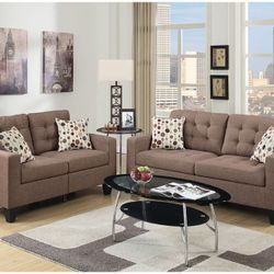 2 PC - SOFA SET NEW IN BOX LIGHT COFFEE ☎️1714586,2564
