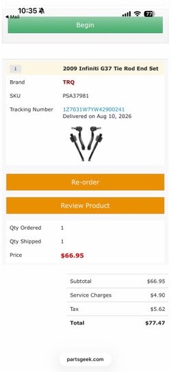 TRQ Tie Rod End Set for 2009 Infiniti G37