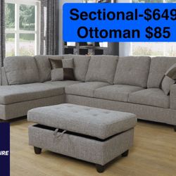Brand New Grey Sectional Sofa Couch 