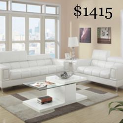 Gorgeous White Colored 2 piece Sofa and Loveseat Set