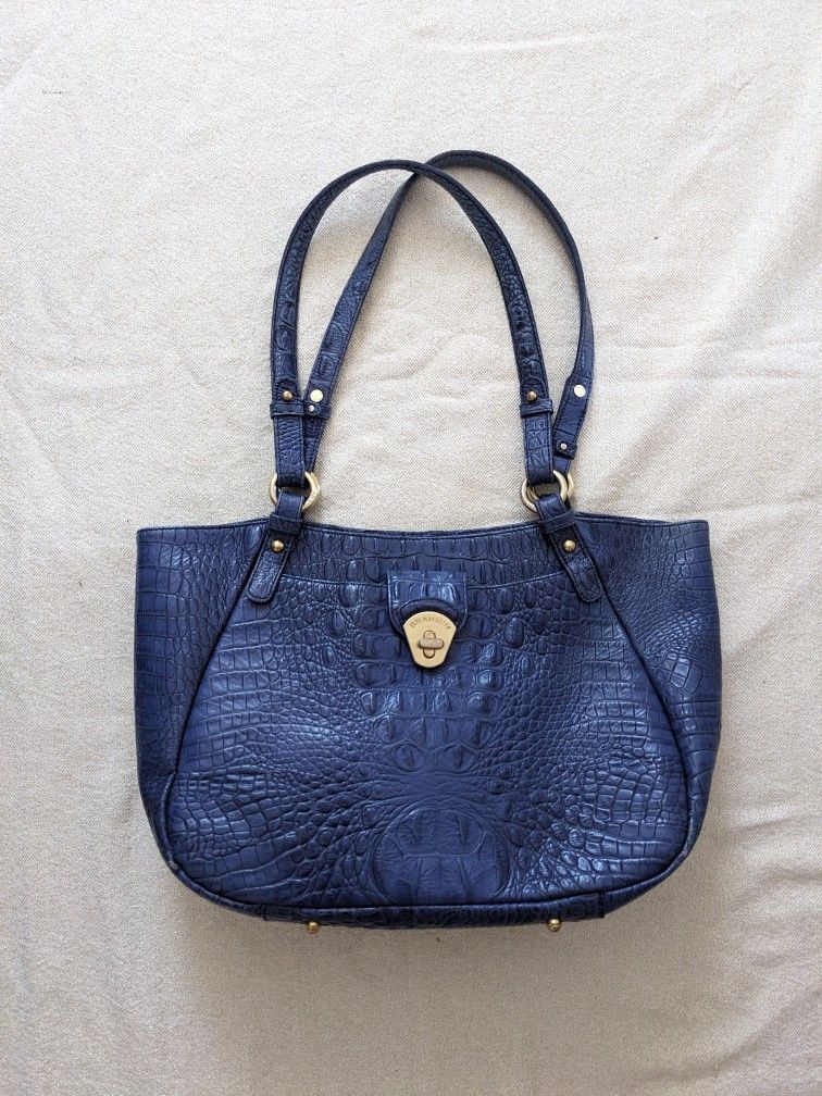 BRAHMIN indigo blue leather bag