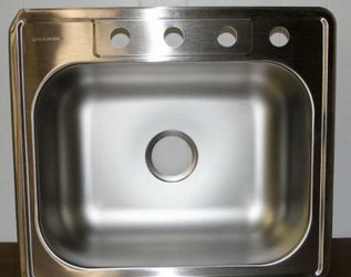 Glacier Bay Drop-In Stainless Steel 25 in. 4-Hole Single Bowl Kitchen Sink 8in deep
