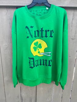 Notre Dame Pressbox by Royce Apparel Green Crewneck Womens Sweatshirt - Large