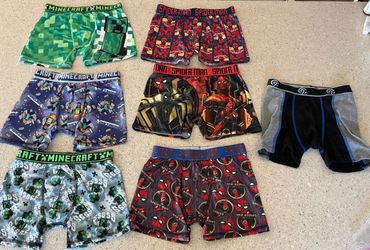$10- ALL Boys Minecraft & Spider-Man Boxer Briefs Bundle (7 Pairs)