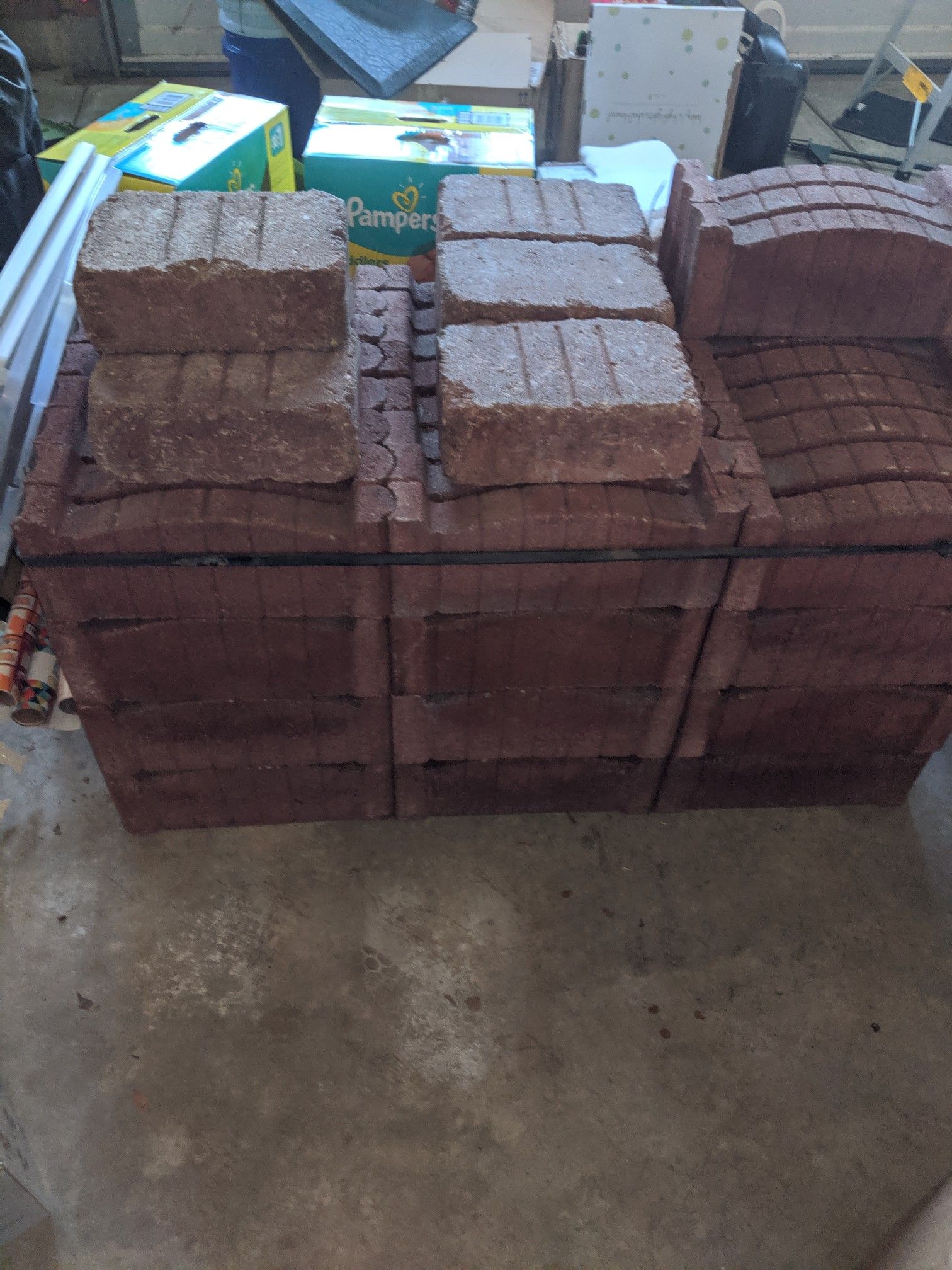 100 red pavers in a bundle