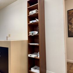 Tall Narrow 7-Shelf Wooden Bookshelf