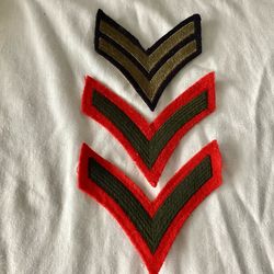 3 Military Chevron Patches WWII Corporal + Private First Glass Never Sewn