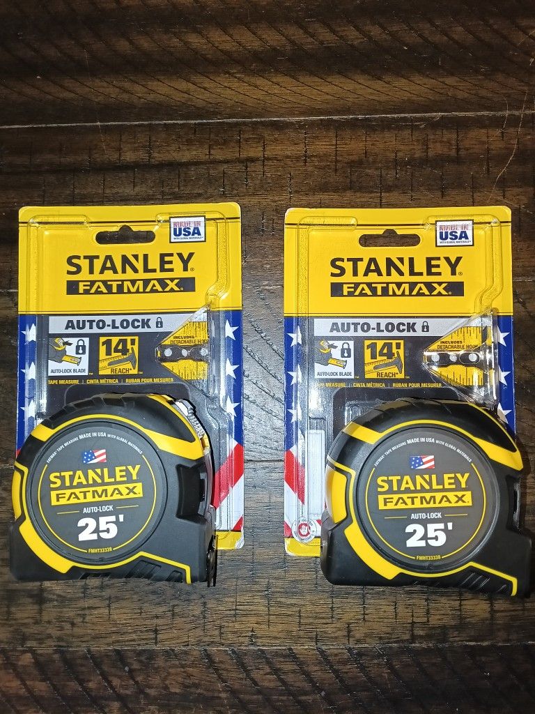 (2) 25' STANLEY FAT MAX TAPES MASURES 