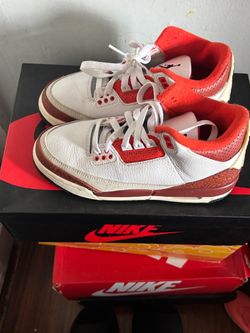 Air Jordan 3 White Red Sneakers 5Y