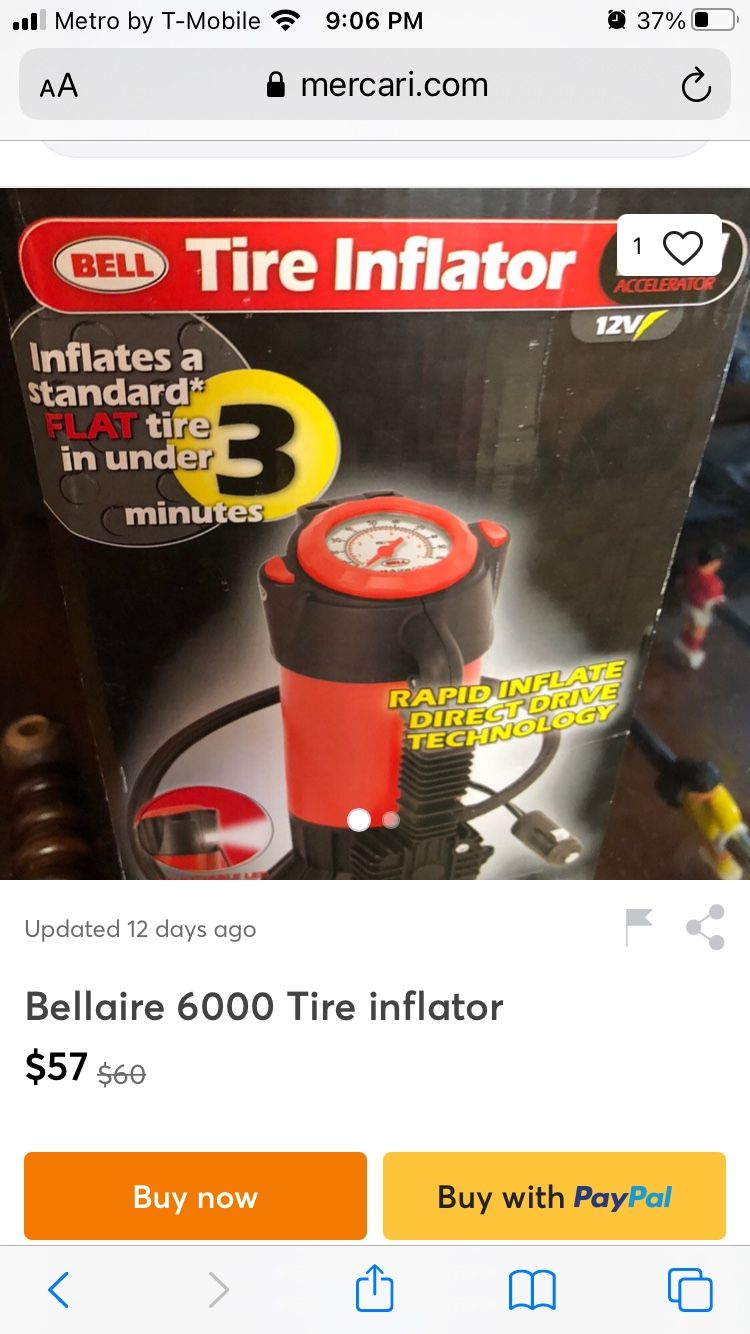 Bell Aire 6000 Tire Inflator 12v