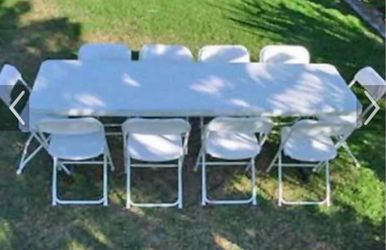 White Folding Table and Chair Set