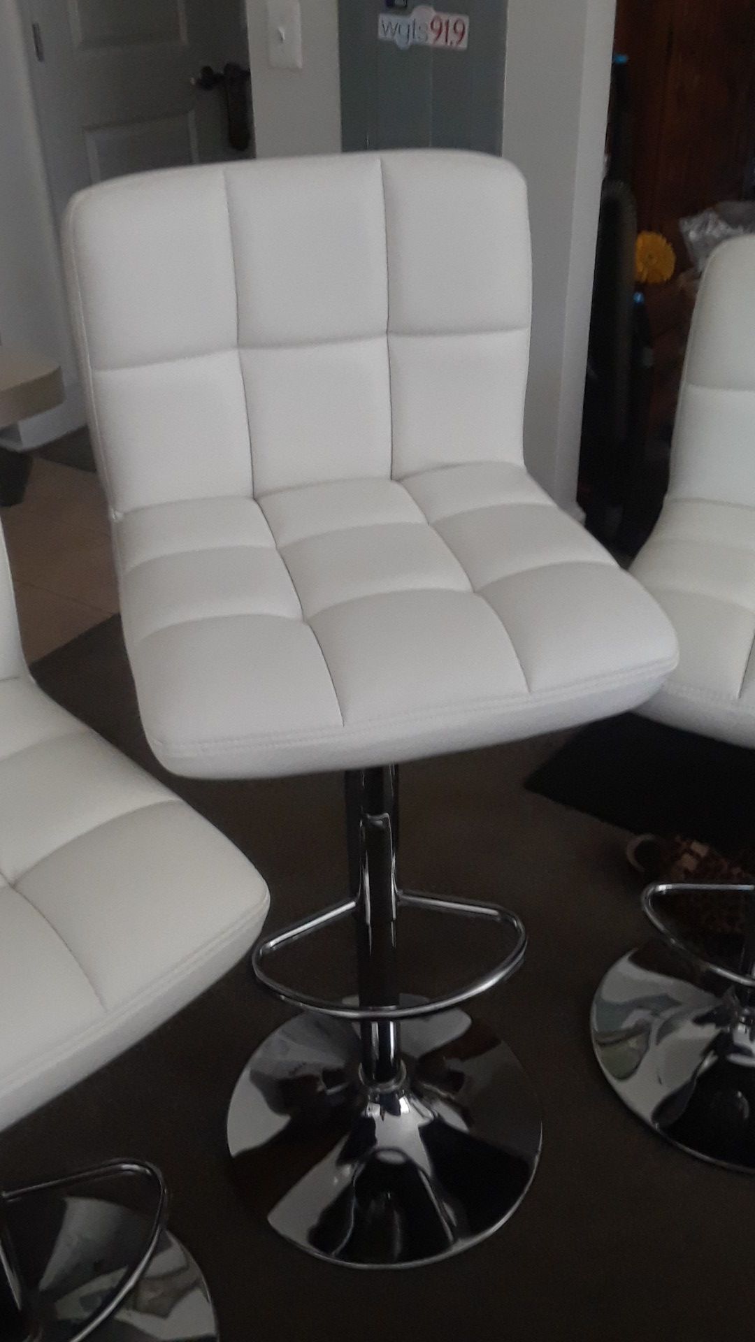 3 white bar stools