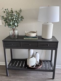 Black Console Table with 3 Drawers – Excellent Condition