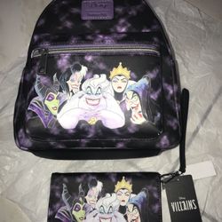 Disney Loungefly Villains With Matching Wallet  (BNWT) HARD TO FIND Exclusive