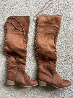 brown suede knee-high boots size 8