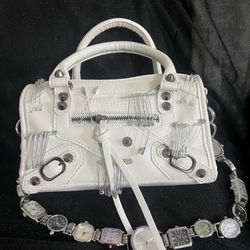 Heavy industry dial locomotive bag women's fashion rivet tote bag pin punk one-shoulder cross-body bag hand-held armpit bag